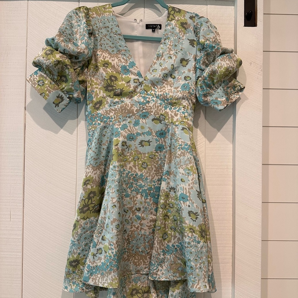 1. State Floral Mini Dress - Blue and Green